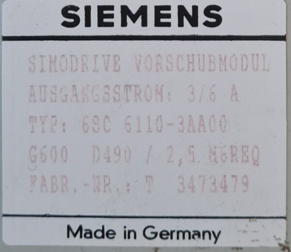 SIMODRIVE VORSCHUBMODUL 3 / 6 A, gebraucht